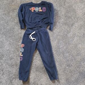 Polo Ralph lauren Corduroy Logo Fleece Sweatshirt & Jogger Pant Set size 5T